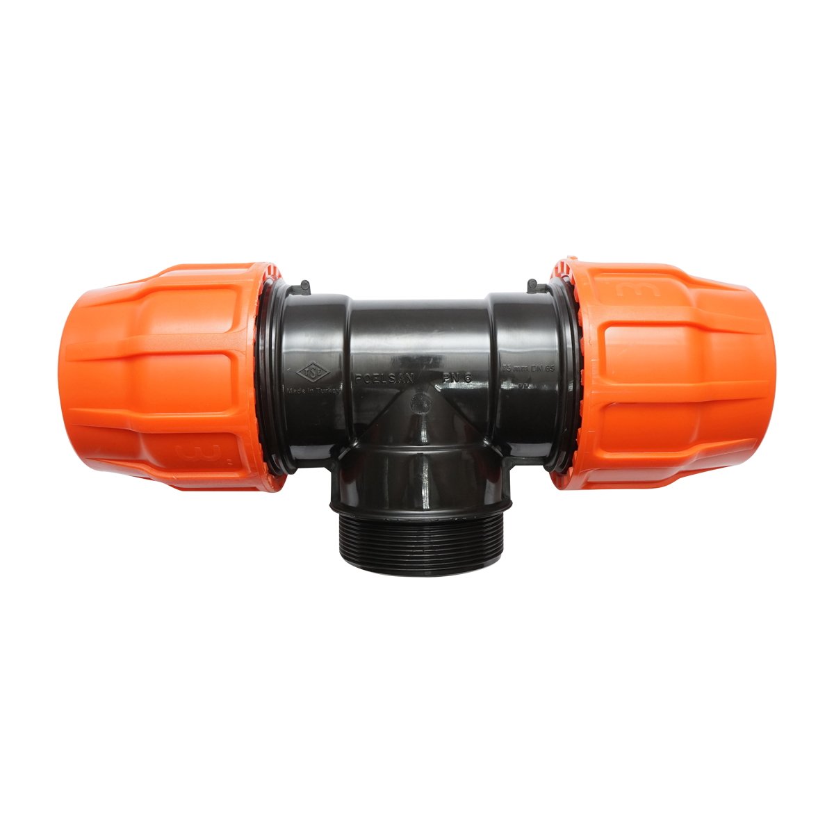 Teu egal compresiune Layflat cu filet exterior D3x3x3 toll PN6 pentru sisteme irigatii